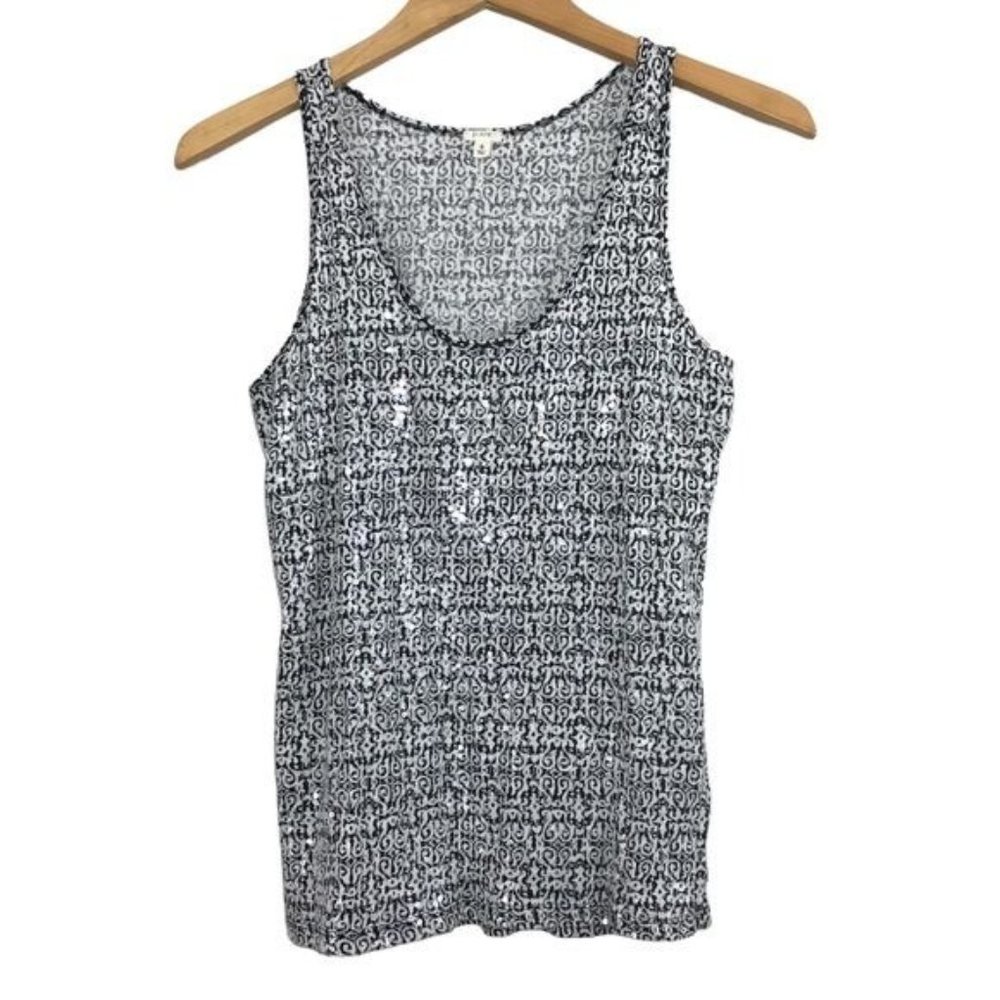 J. CREW Abstract Print Sequin Tank Size Small